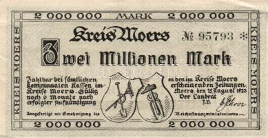 Német Birodalom/Weimari Köztársaság/Moers 1923.8.15. 2.000.000M (2x) + 1923.8.25. 1.000.000M T:I-,II...