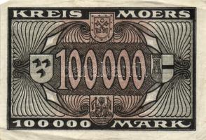Német Birodalom/Weimari Köztársaság/Moers 1923.7.15. 100.000M + 1923.9.4. 20.000.000M T:III-,III
Ger...
