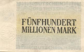 Német Birodalom/Weimari Köztársaság/Hamborn/August Thyssen-Hütte 1923.9.1. 50.000.000M + 1924.3.31. ...