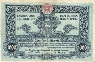 Német Birodalom/Weimari Köztársaság/Hannover 1922.9.25. 1000M (2x) T:III
Germany-Weimar Republic/Han...