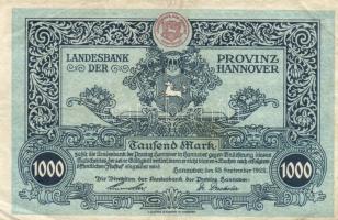 Német Birodalom/Weimari Köztársaság/Hannover 1922.9.25. 1000M (2x) T:III
Germany-Weimar Republic/Han...