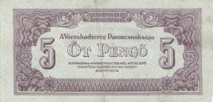 1944. "Vöröshadsereg Parancsnoksága" tétel, benne: 1P (2x) klf méretű hátlapi nyomat + 5P ...