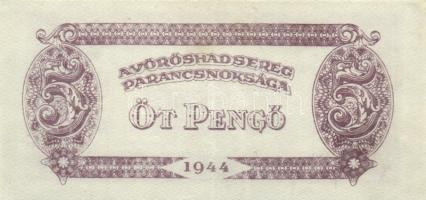 1944. "Vöröshadsereg Parancsnoksága" tétel, benne: 1P (2x) klf méretű hátlapi nyomat + 5P ...