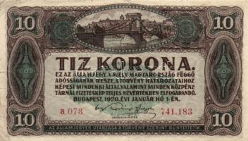 1902-1923. 1K (2xklf) + 2K (2x) + 10K + 100K + 1000K "NYOLC FILLÉR" felülbélyegzéssel + 10...