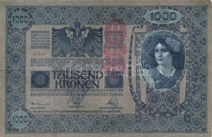 1902-1923. 1K (2xklf) + 2K (2x) + 10K + 100K + 1000K "NYOLC FILLÉR" felülbélyegzéssel + 10...