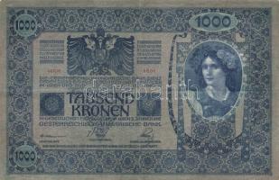 1902-1923. 1K (2xklf) + 2K (2x) + 10K + 100K + 1000K "NYOLC FILLÉR" felülbélyegzéssel + 10...