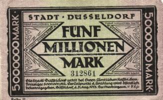 Német Birodalom/Weimari Köztársaság/Düsseldorf 1923.8.1. 500.000M + 1923.8.21. 5.000.000M T:II,II-
G...