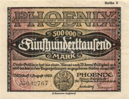 Német Birodalom/Weimari Köztársaság/Düsseldorf-Phoenix/Düsseldorf 1923.8.1. 500.000M + 1923.8.29. 5....