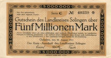 Német Birodalom/Weimari Köztársaság/Opladen 1923.8.28. 5.000.000M (2x) T:II
Germany-Weimar Republic/...