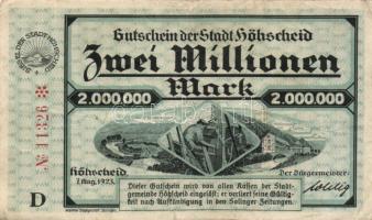 Német Birodalom/Weimari Köztársaság/Höhscheid 1923.8.7. 1.000.000M + 2.000.000M T:III
Germany-Weimar...