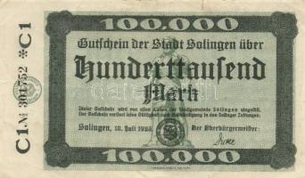 Német Birodalom/Weimari Köztársaság/Solingen 1923.7.10. 100.000M (2x) klf sorozat T:II-
Germany-Weim...