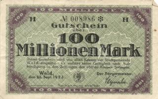 Német Birodalom/Weimari Köztársaság/Wald 1923.8.5. 1.000.000M + 20.000.000M + 1923.9.25. 100.000.000...
