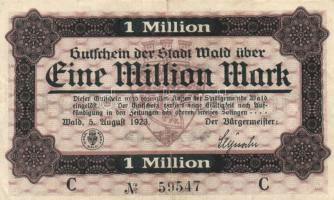 Német Birodalom/Weimari Köztársaság/Wald 1923.8.5. 1.000.000M + 20.000.000M + 1923.9.25. 100.000.000...