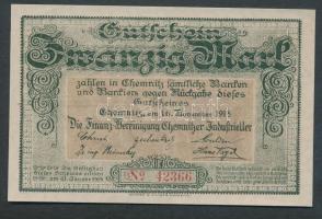 Német Birodalom/Weimari Köztársaság/Chemnitz/Finanzvereinigung 1918.11.16. 20M T:I
Germany-Weimar Re...