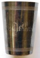 Jelzett berndorfi Krupp ezüstözött keresztelő pohár és egy díszes szalvétagyűrű mindkettő "Irén...