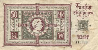 Német Birodalom/Weimari Köztársaság/Rendsburg 1923.2.25. 10.000M "Eine Million" felülbélye...