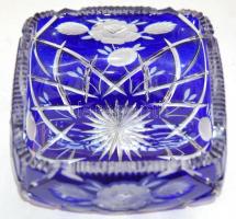 Dekoratív kék kristály tál /
Blue crystal plate 16,5x16,5x8cm