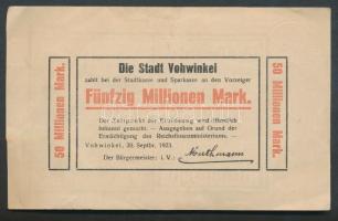 Német Birodalom/Weimari Köztársaság/Vohwinkel 1923.9.20. 50.000.000M T:II-
Germany-Weimar Republic/V...