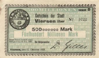 Német Birodalom/Weimari Köztársaság/Viersen 1923.9.17. 100.000.000M + 1923.9.18. 200.000.000M + 1923...