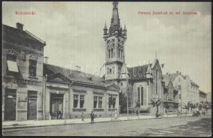 Kolozsvár Franz Joseph street, Evangelist church, the shop of Ullmann