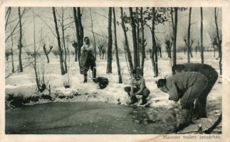 Hungarian soldiers, bathing in the battle field in January (small tear)