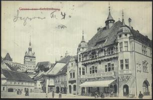 Segesvár castle square with pharmacy