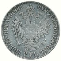 Ausztria 1886 2Fl Ag &quot;Ferenc József / Kétfejű sas&quot; T:2- Austria 1886 2 Florin Ag &quot;Franz Joseph / Double head eagle&quot; C:VF