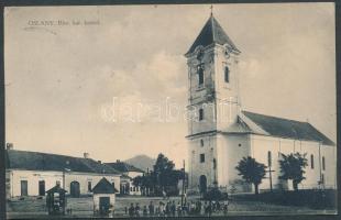 Oszlány Catholic church and hotel (small tear)