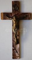 Fa-fém feszület kopottas / Wood-metal crucifix, somewhat worn 18cm