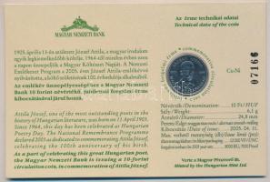 2005. 10Ft "József Attila" sorszámozott emléklapon T:1 Csak 12.000db!