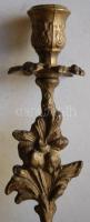 Gazdag díszítésű bronzírozott vas gyertyatartó / 
Bronze plated iron candlestick 18cm