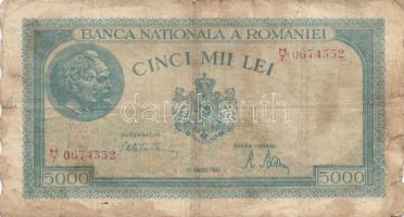 Románia 1941-45. 1000L (5x) + 5000L + 10.000L T:III,III-,IV Romania 1941-45. 1000 Lei (5x) + 5000 Lei + 10.000 Lei C:F,VG,G