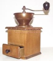 Régi fa és réz kávédaráló kiváló állapotban / Vintage wood-copper coffee grinder in excellent shape 23x12x12cm