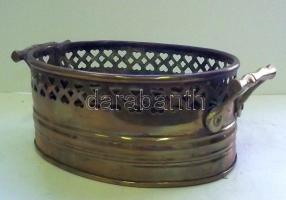 Áttört díszítésű réz füles tálka / Brass basket 8x13,5x21,5cm