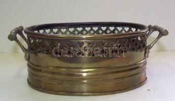 Áttört díszítésű réz füles tálka /
Brass basket 8x13,5x21,5cm
