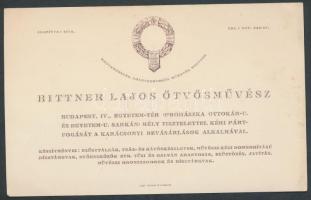 cca 1930 Bittner Lajos ötvös reklámkártyája 18x11 cm