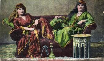 5 db régi, török folklór képeslap