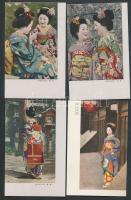 5 db régi japán motívumlap gésákról, mind megíratlan és jó állapotban van