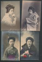 5 db régi japán motívumlap, népviselet, folklór témában, mind megíratlan