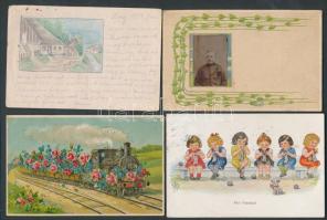 12 db régi motívumlap vegyes tematikával, köztük litho, dombornyomott és kézzel készített darabok