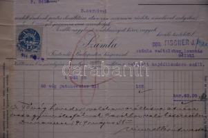 1914 Fischer J. Len és zsinegáruk nagykereskedése fejléces számla