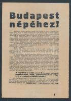 1944 Budapest népéhez c. antibolsevista, kitartásra felszólító röplap jó állapotban