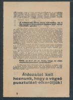 1944 Budapest népéhez c. antibolsevista, kitartásra felszólító röplap jó állapotban