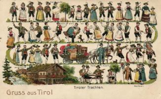 Tirol all of national costumes, litho, Emb.