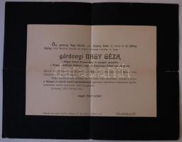 1915 Gyászjelentés gárdonyi Nagy Géza, a Magyar Nemzeti Múzeum érem- és régiségtári igazgatóőre elhu...