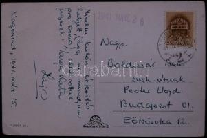 1941 Varga Katalin a Gőgös gúnár Gedeon és a Mosó Masa mosodája szerzőjének saját kézzel írt képesla...