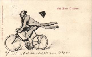 Jewish man ride a bike, humor