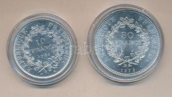 Franciaország 1965. 10Fr Ag "Herkules csoport" + 1975. 50Fr Ag "Herkules csoport"...