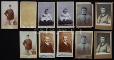 cca 1900 19db keményhátú portréfotó néhány katonatiszt-portréval, duplumokkal