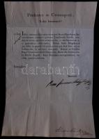 1804 Helytartótanácsi leirat Mednyánszky János báró, tanácsos Bécs-hű főúr, Privitzer Lajos saját ke...